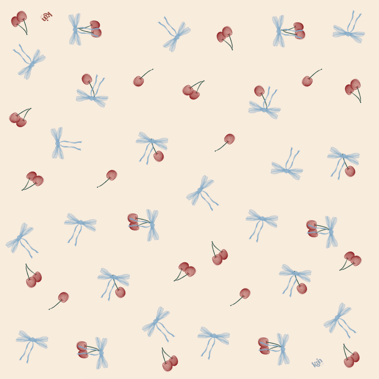 Blue Bows & Cherries