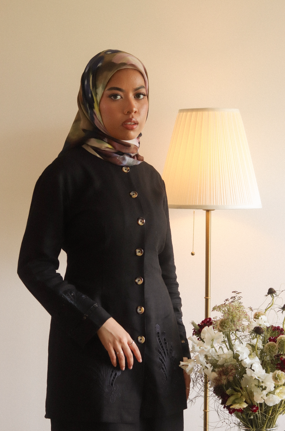 The Linen Kurung in Black Coal