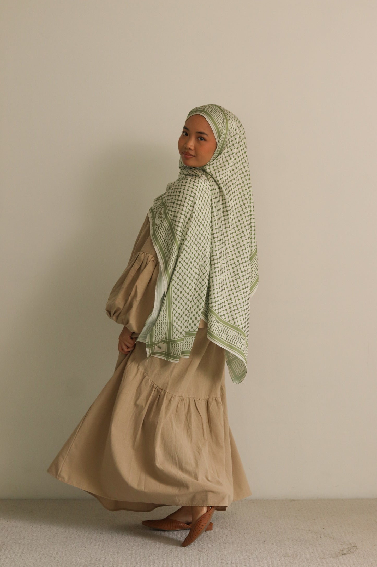 The Keffiyeh Hijab in Olive