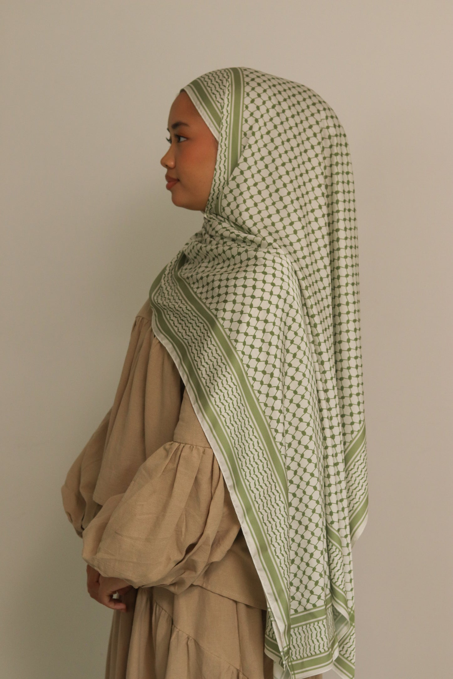 The Keffiyeh Hijab in Olive