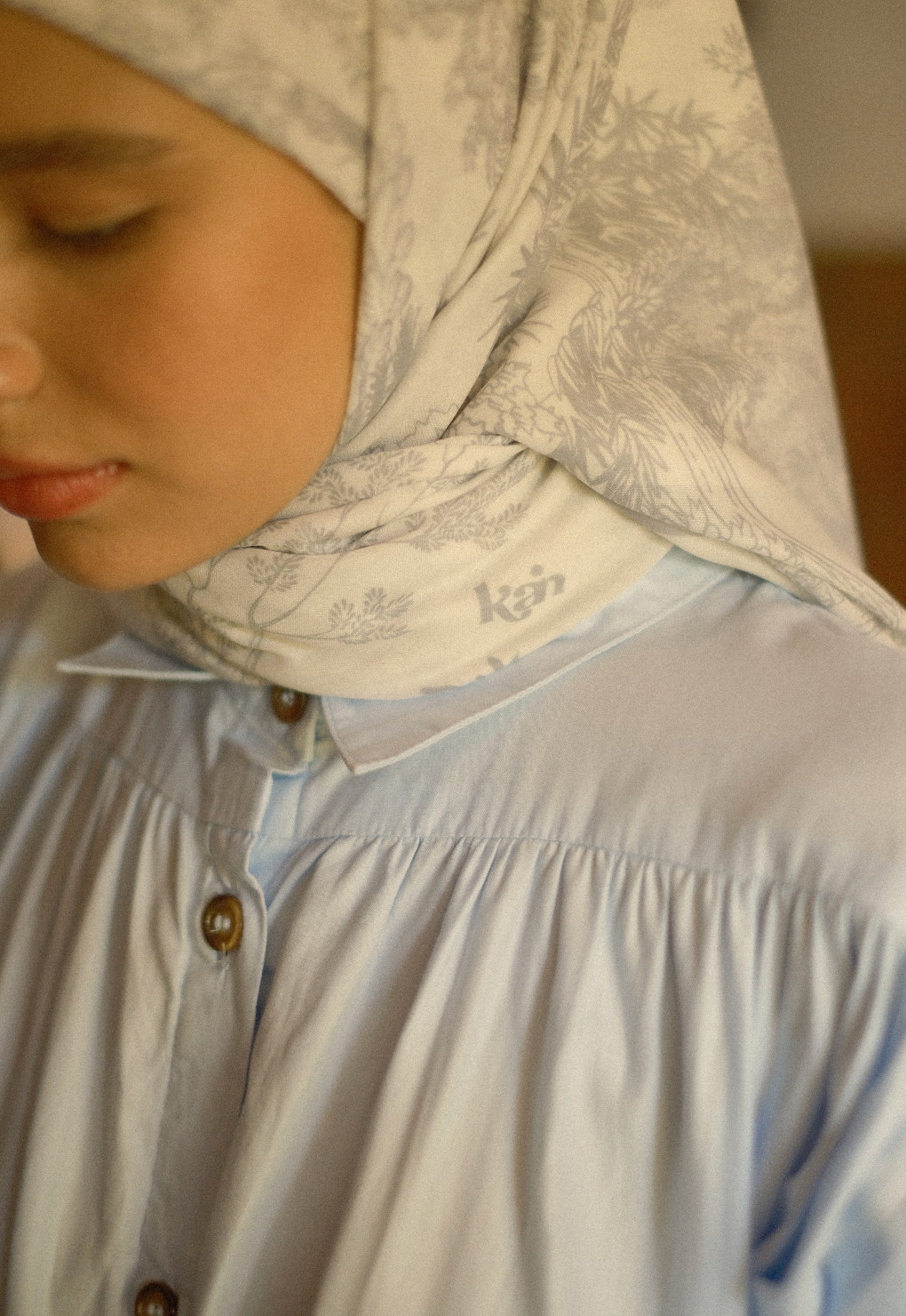 Cotton Button Down Dress in Baby Blue